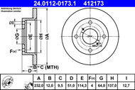 ATE 412173 brake disc 24.0112-0173.1, set of 2 - Brake Disc