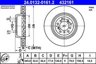 ATE 432161 brake disc 24.0132-0161.2, set of 2 - Brake Disc