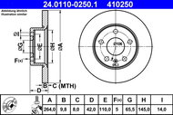 ATE 410250 brake disc 24.0110-0250.1, set of 2 - Brake Disc