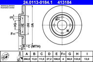 ATE 413184 brake disc 24.0113-0184.1, set of 2 - Brake Disc