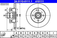 ATE 410111 brake disc 24.0110-0111.1, set of 2 - Brake Disc
