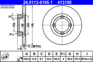 ATE 413195 brake disc 24.0113-0195.1, set of 2 - Brake Disc