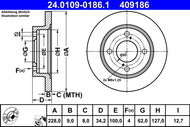ATE brake disc 24.0109-0186.1, set of 2 - Brake Disc