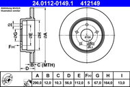 ATE 412149 brake disc 24.0112-0149.1, set of 2 - Brake Disc