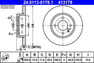 ATE 413178 brake disc 24.0113-0178.1, set of 2 - Brake Disc