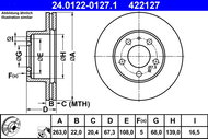 ATE 422127 brake disc 24.0122-0127.1, set of 2 - Brake Disc