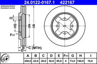 ATE 422167 brake disc 24.0122-0167.1, set of 2 - Brake Disc