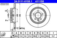 ATE 411158 brake disc 24.0111-0158.1, set of 2 - Brake Disc