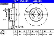 ATE brake disc 24.0118-0125.1, set of 2 - Brake Disc