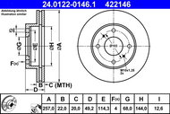 ATE 422146 brake disc 24.0122-0146.1, set of 2 - Brake Disc