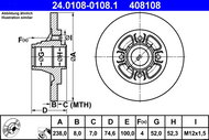ATE 408108 brake disc 24.0108-0108.1, set of 2 - Brake Disc