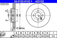 ATE 422122 brake disc 24.0122-0122.1, set of 2 - Brake Disc