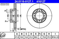 ATE 416127 brake disc 24.0116-0127.1, set of 2 - Brake Disc