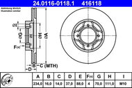 ATE 416118 brake disc 24.0116-0118.1, set of 2 - Brake Disc