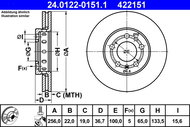 ATE 422151 brake disc 24.0122-0151.1, set of 2 - Brake Disc