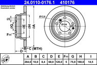 ATE 410176 brake disc 24.0110-0176.1, set of 2 - Brake Disc