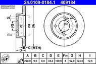 ATE 409184 brake disc 24.0109-0184.1, set of 2 - Brake Disc