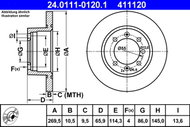ATE 411120 brake disc 24.0111-0120.1, set of 2 - Brake Disc