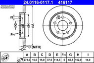 ATE 416117 brake disc 24.0116-0117.1, set of 2 - Brake Disc