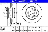 ATE 420177 brzdový kotouč 24.0120-0177.1, sada 2 ks - Brzdový kotouč
