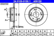 ATE 409158 brake disc 24.0109-0158.1, set of 2 - Brake Disc