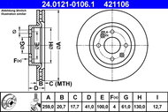 ATE 421106 brake disc 24.0121-0106.1, set of 2 - Brake Disc