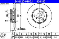 ATE 420180 brake disc 24.0120-0180.1, set of 2 - Brake Disc