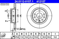 ATE 412157 brake disc 24.0112-0157.1, set of 2 - Brake Disc