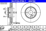 ATE 424164 brake disc 24.0124-0164.1, set of 2 - Brake Disc