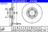 ATE 414103 brake disc 24.0114-0103.1, set of 2 - Brake Disc