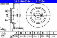 ATE 410364 brake disc 24.0110-0364.1, set of 2 - Brake Disc