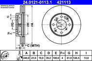 ATE 421113 brake disc 24.0121-0113.1, set of 2 - Brake Disc