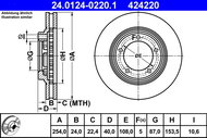 ATE 424220 brake disc 24.0124-0220.1, set of 2 - Brake Disc
