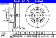 ATE 416108 brake disc 24.0116-0108.1, set of 2 - Brake Disc
