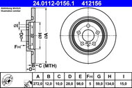 ATE 412156 brake disc 24.0112-0156.1, set of 2 - Brake Disc