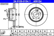 ATE 409154 brake disc 24.0109-0154.1, set of 2 - Brake Disc