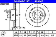 ATE 409147 brake disc 24.0109-0147.1, set of 2 - Brake Disc