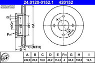 ATE 420152 brake disc 24.0120-0152.1, set of 2 - Brake Disc