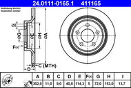 ATE 411165 brake disc 24.0111-0165.1, set of 2 - Brake Disc