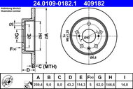 ATE 409182 brake disc 24.0109-0182.1, set of 2 - Brake Disc