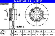 ATE 422216 brake disc 24.0122-0216.1, set of 2 - Brake Disc