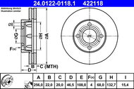 ATE 422118 brake disc 24.0122-0118.1, set of 2 - Brake Disc