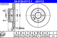 ATE 424113 brake disc 24.0124-0113.1, set of 2 - Brake Disc