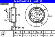 ATE 409132 brake disc 24.0109-0132.1, set of 2 - Brake Disc