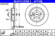 ATE 411169 brake disc 24.0111-0169.1, set of 2 - Brake Disc