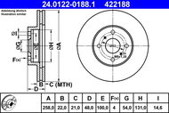 ATE 422188 brake disc 24.0122-0188.1, set of 2 - Brake Disc
