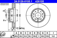 ATE 426105 brake disc 24.0126-0105.1, set of 2 - Brake Disc