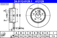 ATE 412129 brake disc 24.0112-0129.1, set of 2 - Brake Disc