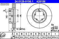ATE 428156 brake disc 24.0128-0156.1, set of 2 - Brake Disc