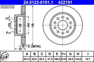 ATE 422191 brake disc 24.0122-0191.1, set of 2 - Brake Disc